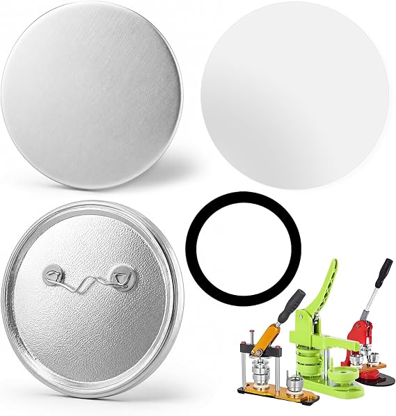 100 Set 58mm Button Maker Supplies, Blank Pin Back Button Parts with Clear Film, Badge Making Kit for Badge Maker Machine