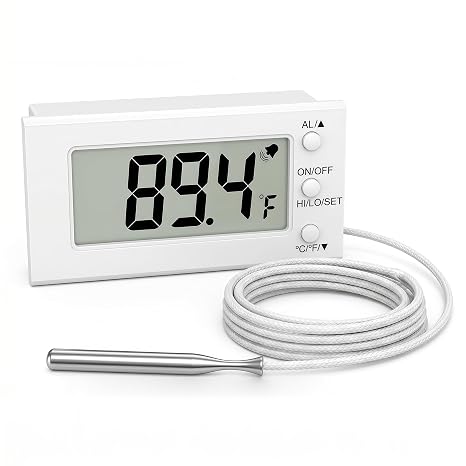 Digital Oven Thermometer -58°F to 572°F/-50°C-300°C, Thermometer with Probe, High Low Temperature Alarm, LCD, White (1)