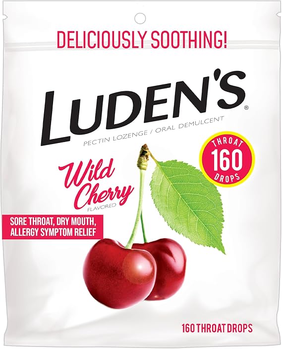 Luden's Sore Throat Relief Drops, Wild Cherry, 160 Count