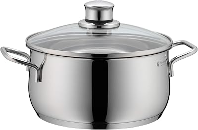 WMF Diadem Plus Low Casserole with Lid, 1810 Stainless Steel, 24 cm