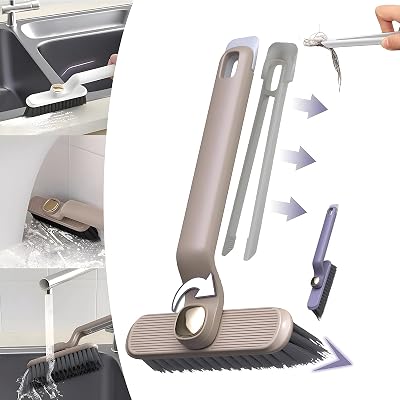 3 in 1 Multi-Function Rotating Crevice Cleaning Brush, Effective Dust for Home & Office Surfaces - Ergonomic Design, Durable Bristles - Versatile Gap Cleaning Tool for Bathroom Kitchen Brown