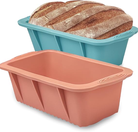 Koolstuffs Silicone Bread Loaf Pan, 2 PCS Rectangular Non-Stick Baking Mold Pans for Oven, Bread, Cake, Easy Release