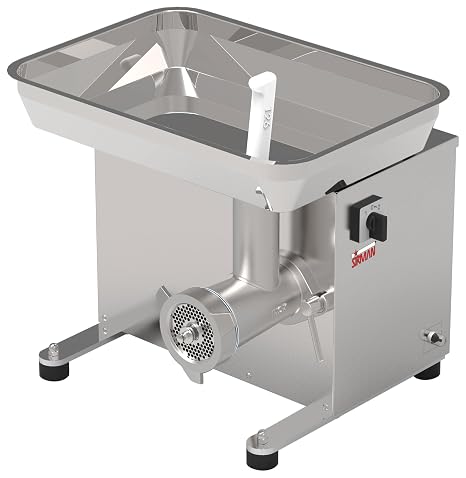SIRMAN TC 22 DAKOTA Heavy-Duty Meat Grinder 1.5 Hp Motor, Stainless Steel Housing, Gear Drive, Reverse Mode, 5 Grinding Plates Available, Fast Cleaning