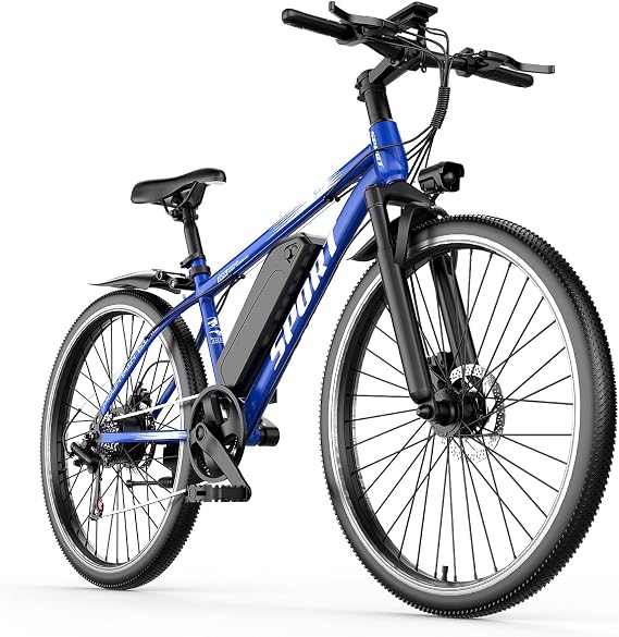 26" Electric Bike for Teens Adults, 1500W Peak Motor Ebike, 45 Miles 28MPH Electric Mountain Bike with 48V Removable Battery, Adjustable Seat, 7-Speed Fat Tire Off-Road Commute EBike (Blue)