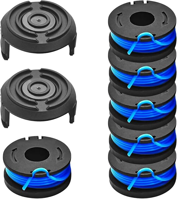 String Trimmer Spool Fit for Harbor Freight Bauer 19115C-B 20V, 0.065" 10FT String Trimmer Replacement Spool Line (6 Spools+2 Cap)
