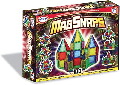 POPULAR PLAYTHINGS Mag-Snaps Magnetic Construction Set, Stem Building Toy for Kids Ages 3 & Up, Gifts for Children and Classrooms - 100 Pieces