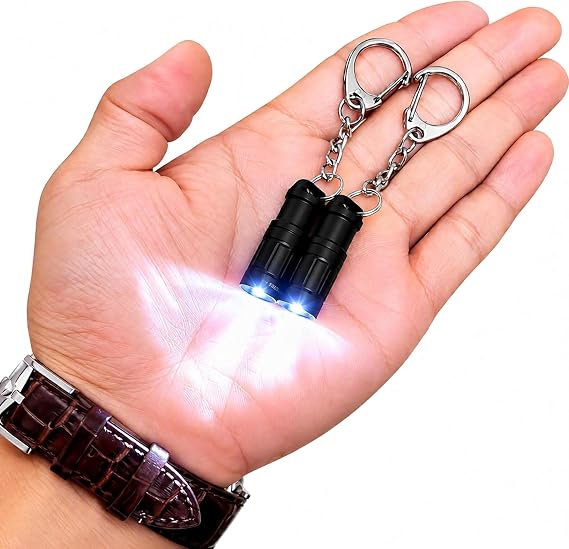 e1 Smallest Keychain Flashlight Micro Tiny Mini Keychain Light Long-Lasting Safety Light for Everyday Carry Emergencies Outdoor Dog Walking Hiking Camping Nice Gift for Parents Kids