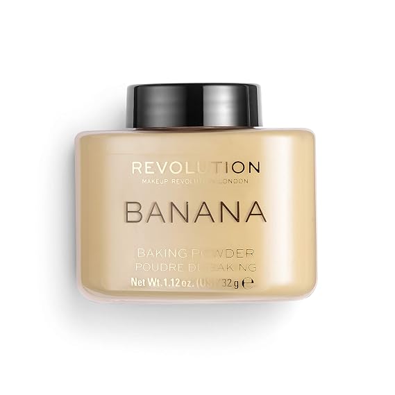 Makeup Revolution Loose Baking Powder, Make Up Setting Powder, Long Lasting Coverage, Reduces Shine, For Medium Skin Tones, Banana, 32g