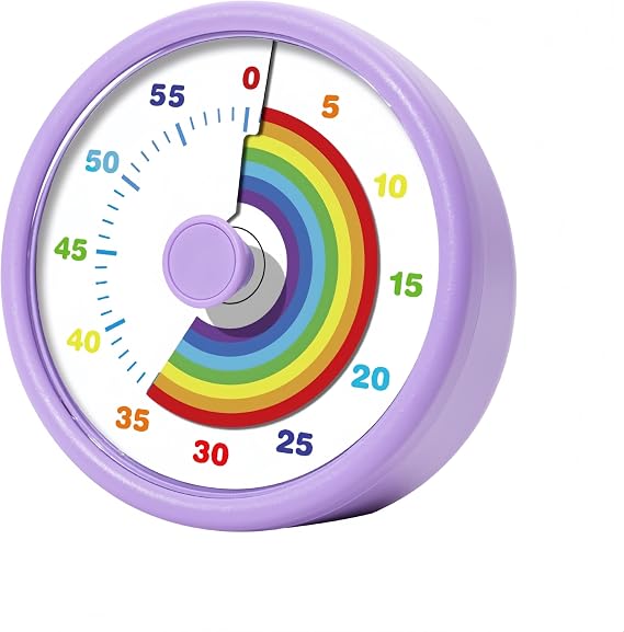 Visual Timer for Kids, 60 Minute Time Timer Kids Timer for Classroom Home Office, Countdown Timer for Cooking Teaching Working Meeting, Pomodoro Timer Kitchen Timer (Purple)