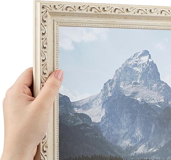 ArtToFrames 12x18 Inch White Picture Frame, This 1.2500 Inch Custom Poster Frame is White Wash -  with Acrylic and Corrugated Backing (WOMD11234-12x18)