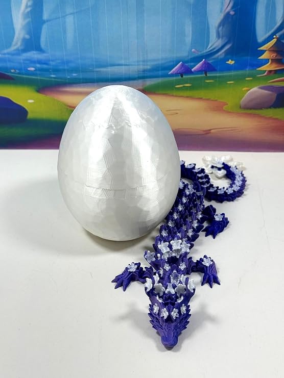 Generic 3D Printed Dragon, 12"" Articulated Blue Purple and White Cherry Blossom Dragon, Fidget ADHD Autism Toy Executive Desk Toy D033-DR