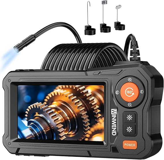 Endoscope Camera with Light for Mechanic Automotive HVAC Wall Inspection | 8 Adjustable LED,4.3" HD IP67 Waterproof Snake Borescope,16.5ft Cord for Drain,Pipe,Plumbing Repair Tools,Gifts for Men