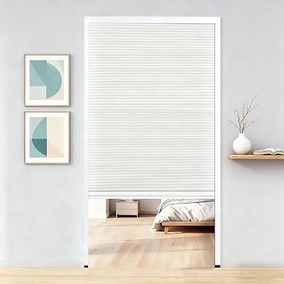 Custom Size Cellular Shades with Full Frame, No-Drilling Partition Sliding Gate 24-80in Invisible Sliding Accordion Door, for Living RoomKitchenStudyClosetWhite,WxH 72x80in183x203cm