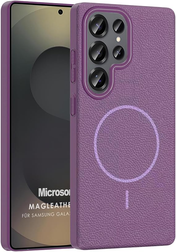 Microsonic Samsung Galaxy S25 Ultra Kılıf MagLeather Pro Lila [Galaxy S25 Ultra ile Uyumlu Kılıf - Lila]