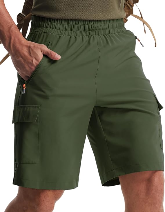 Libin Men's Hiking Cargo Shorts Lightweight Quick Dry Athletic Casual Shorts for Golf Outdoor Active Zipper Pockets