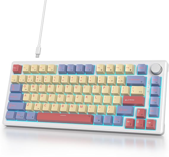 75% Wired Mechanical Gaming Keyboard Hot Swappable Gasket Mount White Switch 82 Keys TKL NKRO Creamy PC Laptop Windows Gamer Mashmallow