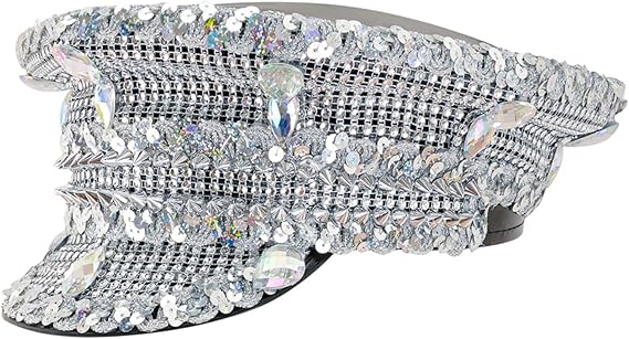 Jeweled Bridal Captain Hat with Crystals for Wedding, Prom, Party - Silver