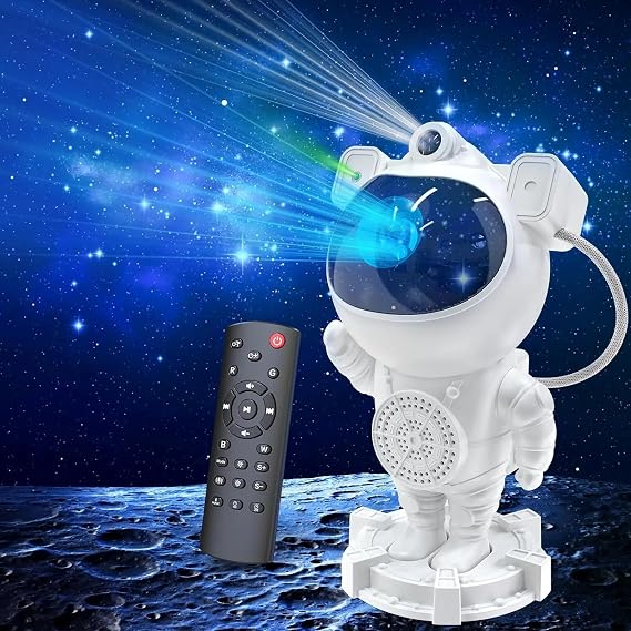 Coverzone Astronaut Projector Ambians Night Light with Bluetooth Connection and Remote Control Galaxy and Star Reflection with Space Effects 12cm x 22cm MXS-003 (MXS-003) [Energy Class A+]