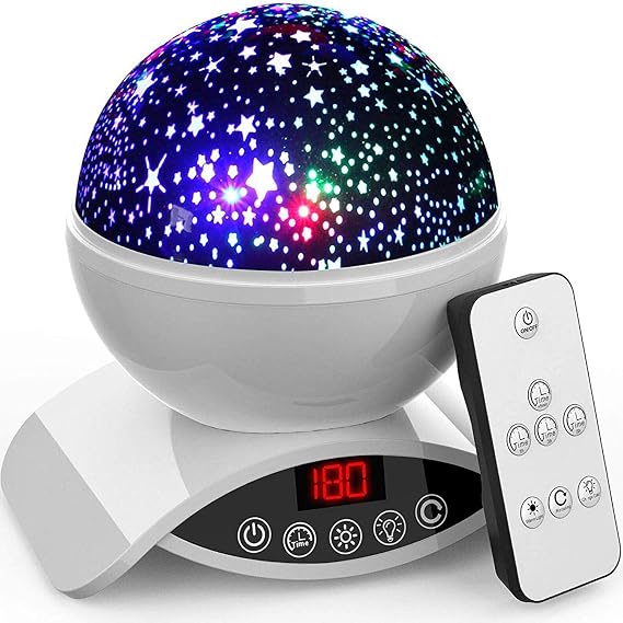 Star Projector Night Light for Kids - Baby Night Light Projector for Bedroom - with Timer Remote and Chargeable -Gift for Kids -White