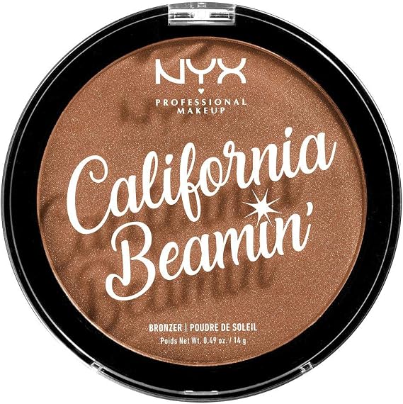 NYX Professional Makeup California Beamin' Face and Body Bronzer, Shimmery Pressed Powder, Large Format, Vegan Formula, Satin Finish, 14 g, Shade: Sunset Vibes