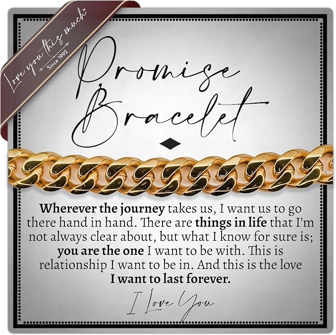 Love You This Much Promise Cuban Bracelet, Romantic Gift for Boyfriend, Appreciation Gift for Boyfriend, Cute Small Gift for Boyfriend, Thoughtful Boyfriend