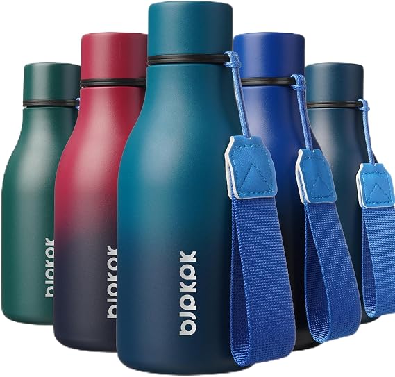 BJPKPK 12oz Insulated Water Bottle, Stainless Steel Bottle with Carry Strap