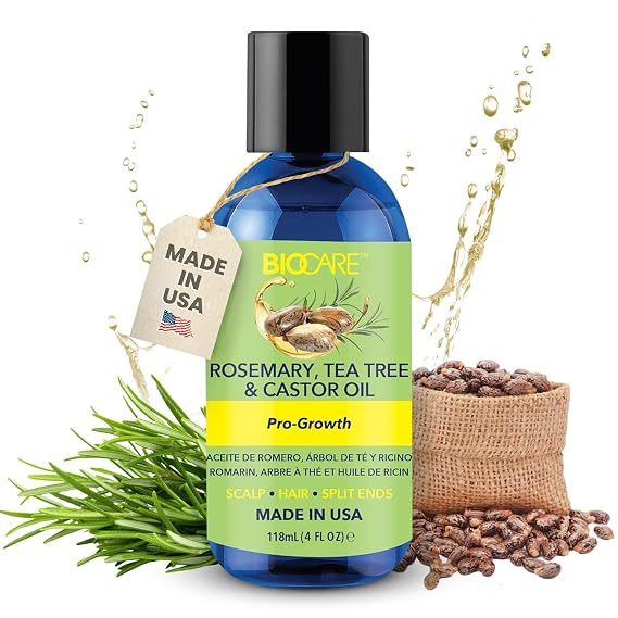 BIOCARE - Rosemary, Tea Tree, and Castor Oil Hair Growth Oil, Strength, and Faster Growth - 4 oz
