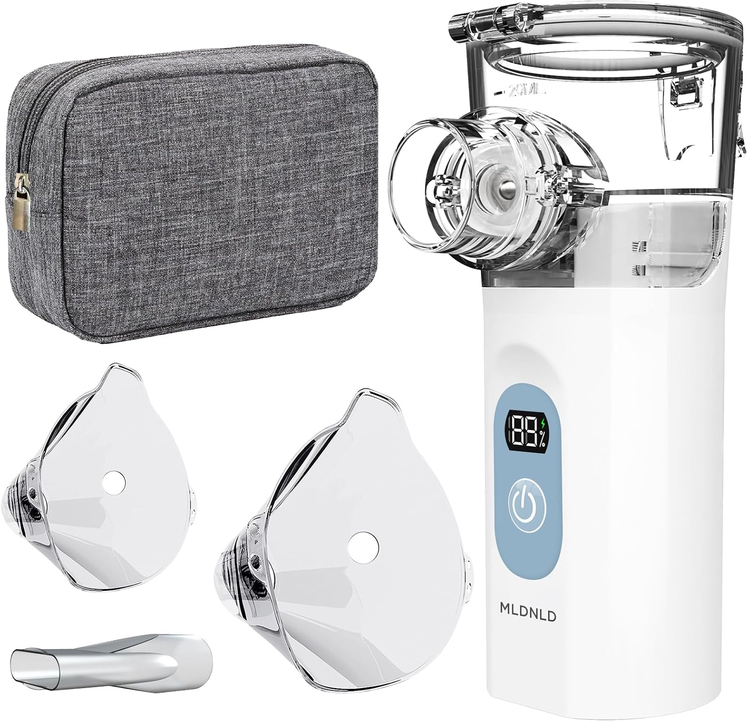 Mldnld Nebuliser Machine for Adults, Quiet Inhaler with Included Storage Bag, Rechargeable with 2 Masks & Mouthpiece, Easy to Use and Clean,Perfect Nebulizer for Travel and Home Use