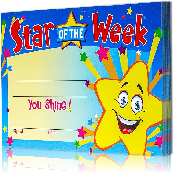 Gersoniel 50 Pack Recognition Rewards Star Student Certificates, Classic