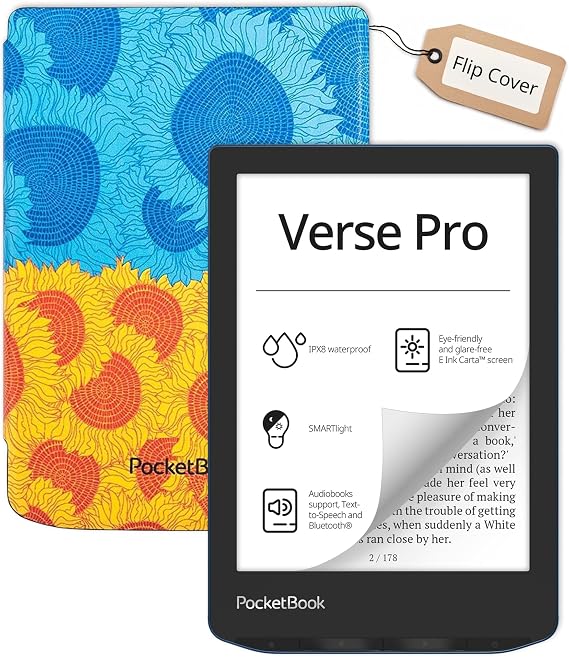 PocketBook Verse Pro E-Reader Waterproof with Flip Cover| Eye-Friendly 6'' E-Ink CartaTM HD Touchscreen | Audio-Book & E-Book Reader | Text-to-Speech Function | SMARTlight | Red