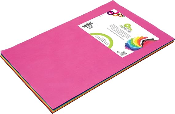 Smart-Fab Craft Fabric 12x18' Sheets, Assorted Colors Pack of 45, Perfect for Schools, Crafts, Art, Bulletin Board, Teacher Classrooms, Outlasts Paper