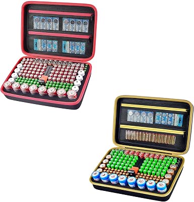 Battery Organizer Storage Case, Batteries Holder Container Carrying Hard Bag Box with Battery Tester Holds 162 Battery Variety Pack AA AAA AAAA C D 9V 3V LithiumNot Include Various Batteries