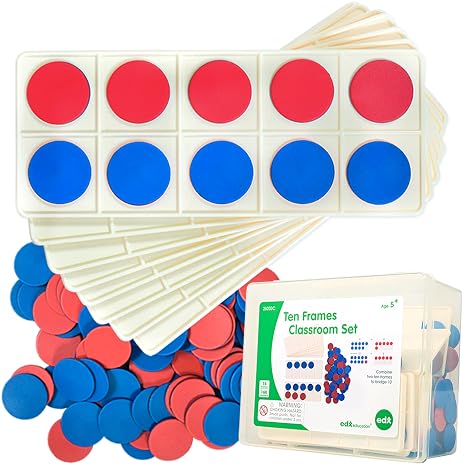 edxeducation Ten Frame Classroom Set - Math Manipulatives for Kids - 16 Plastic Ten Frames - 160 Counters - Classroom Math Supplies | Math Manipulatives for Kids, Essential Classroom Math Supplies