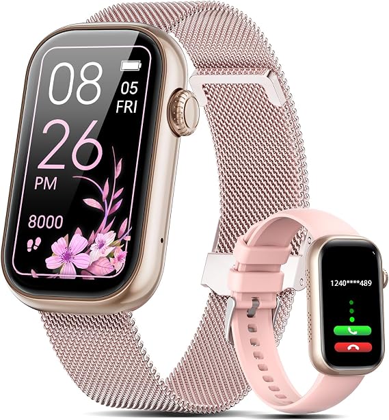 SUNKTA Smart Watches for Women (Answer/Make Call) 1.47 Touch Screen Fitness Tracker,Rose