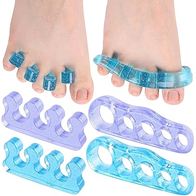Dr. JK- ToePal Gel Toe Separator, 4 Pairs, Toe Spacers, Bunion Corrector, Blue & Purple