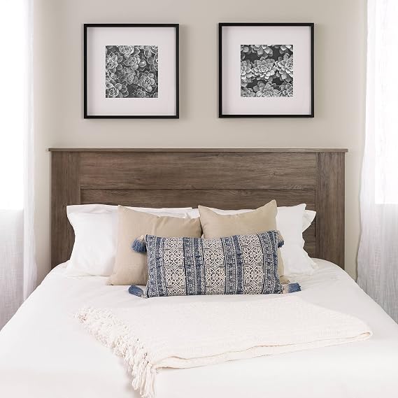 Prepac Stylish Flat Wood Panel Headboard for Queen Size Beds, Simplistic Wooden Queen Headboard 2.25" D x 64.5" W x 48" H, Drifted Gray, DHFQ-1301-1