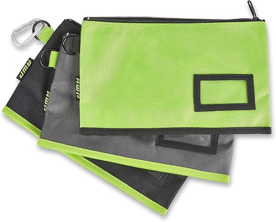 AWP Tool Belt Utility Pouches, Carabiner Hook, 3 Pack, Gray/Green/Black