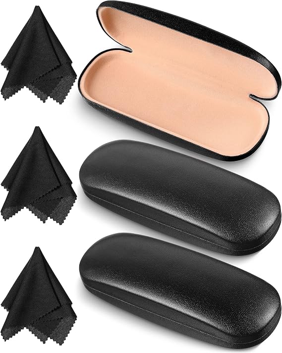 Frienda 3 Pcs Hard Eye Glasses Case with Cleaning Cloth